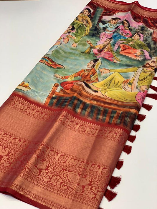 Digital Kalamkari Pattu Saree